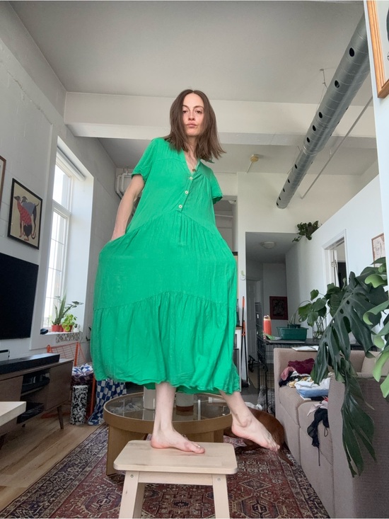 Zara Dresses & Skirts - Zara Bright Green Tiered Maxi Dress
